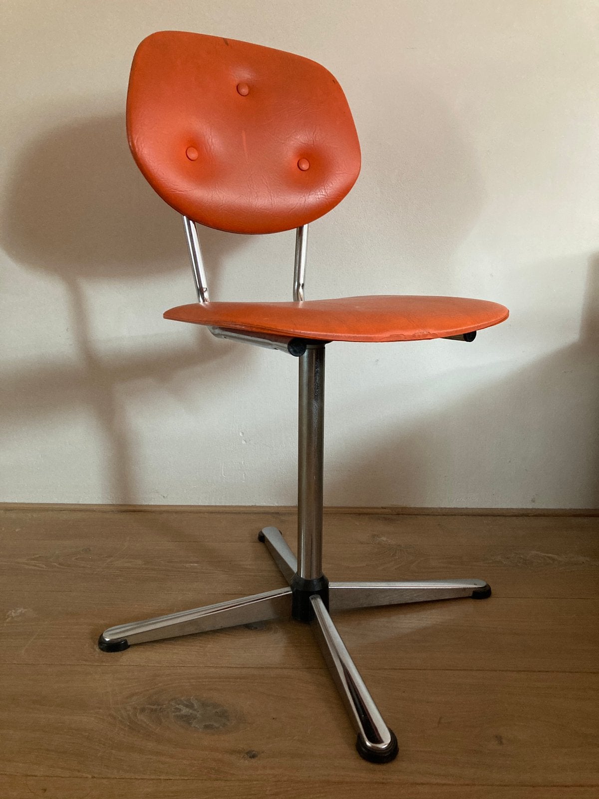 Vintage Space Age draaistoel jaren 70  – Oranje – Origineel, Ophalen, Gebruikt, Oranje, Bureaustoel
