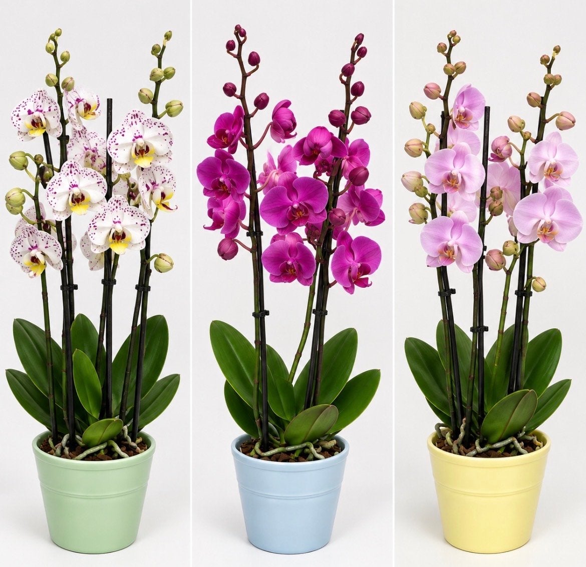 Phalaenopsis Orchidee 3-tak met +20 bloemen en keramieke pot, Overige soorten, Vaste plant, Verzenden, Bloeit niet