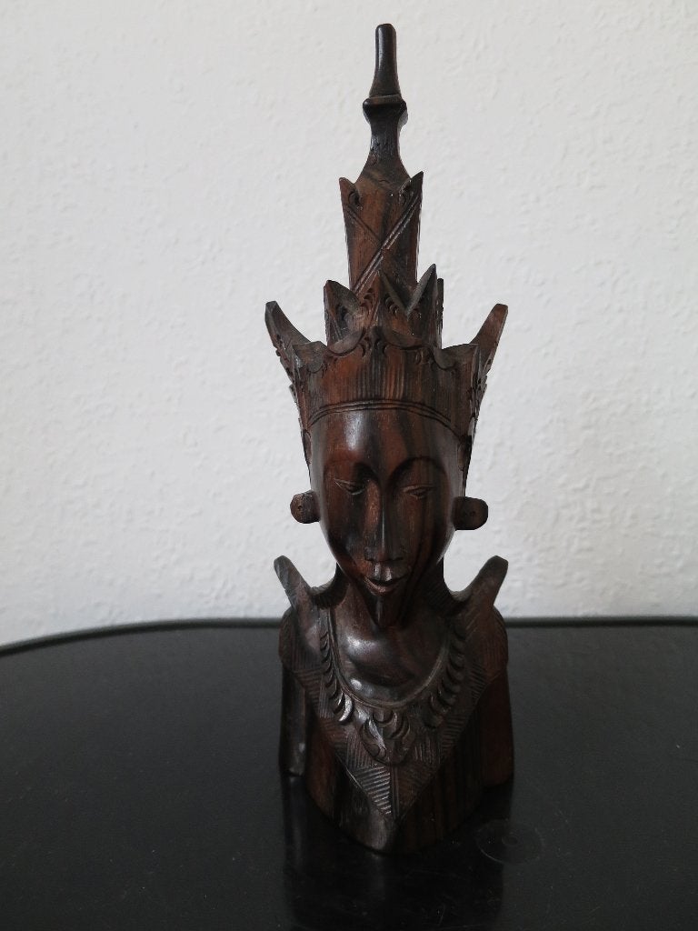 mooi uit coromandel hout gesneden beeldje 22 cm, Antiek en Kunst, Ophalen of Verzenden