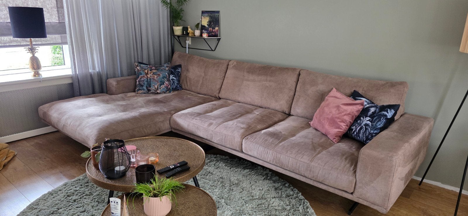 Gave loungebank/hoekbank Empoli (microleder bull), Huis en Inrichting, Ophalen, Hoekbank, 300 cm of meer, Zo goed als nieuw