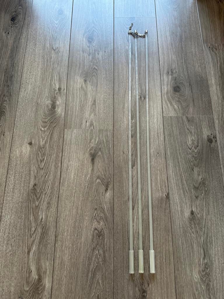 Gordijn trekstangen - 3 stuks, 94 cm lang, Ophalen of Verzenden, Gebruikt, Wit
