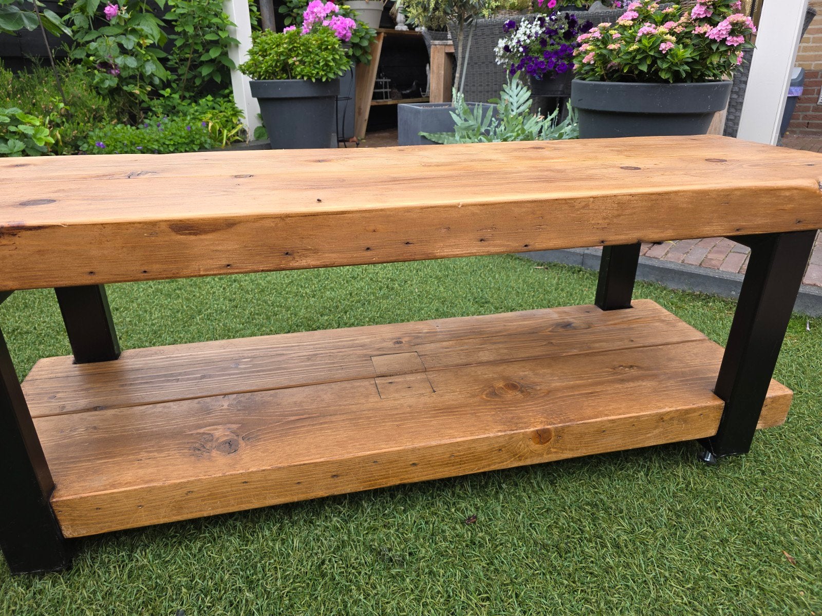 Industriële tv meubel, Huis en Inrichting, Tafels | Sidetables, Ophalen of Verzenden, 25 tot 50 cm, Rechthoekig