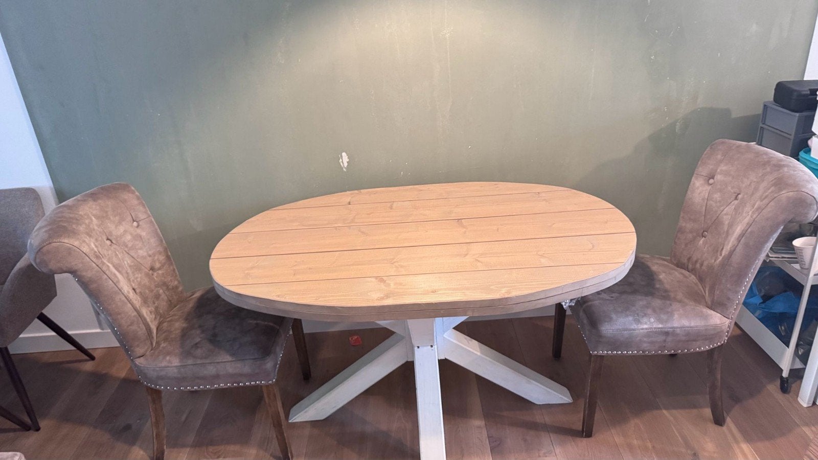 Set van 4 Dubbelman Design eetkamerstoelen, Huis en Inrichting, Ophalen, Gebruikt, Overige kleuren, Modern, Landelijk, Vintage