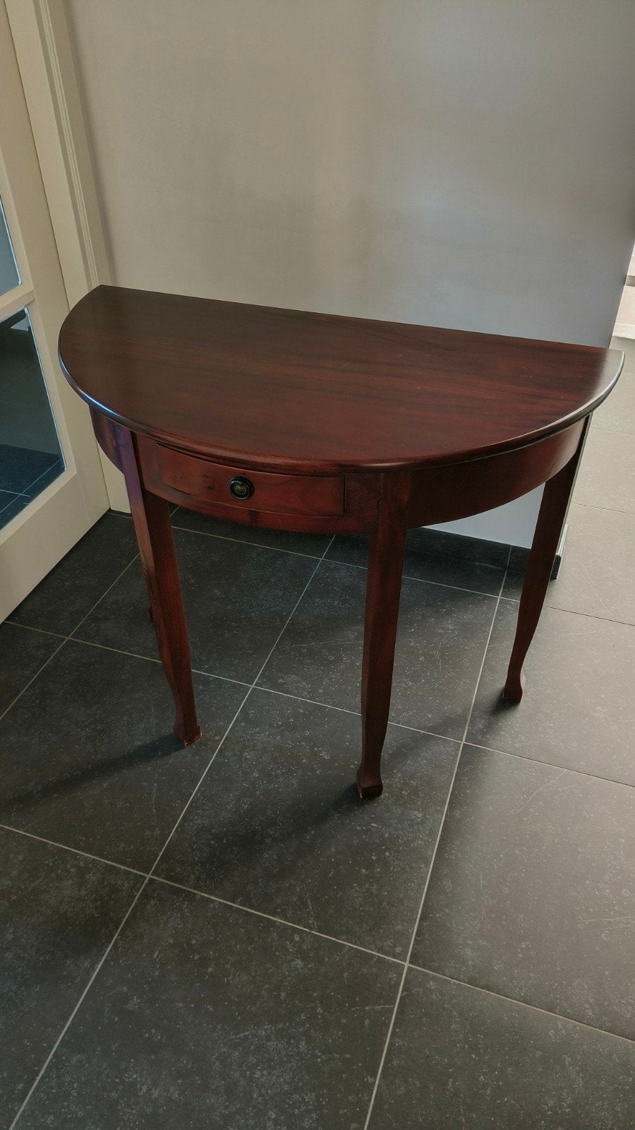 Klassieke haltafel met lade - Half rond, Huis en Inrichting, Ophalen, Gebruikt, 50 tot 100 cm, Rond