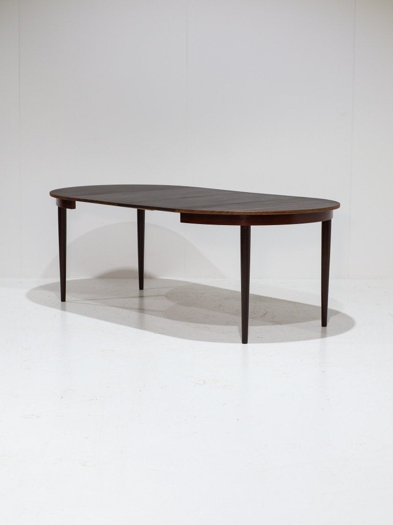 Uitschuifbare ronde eettafel palissander Deens jaren '60, Ophalen, -, -, Zo goed als nieuw