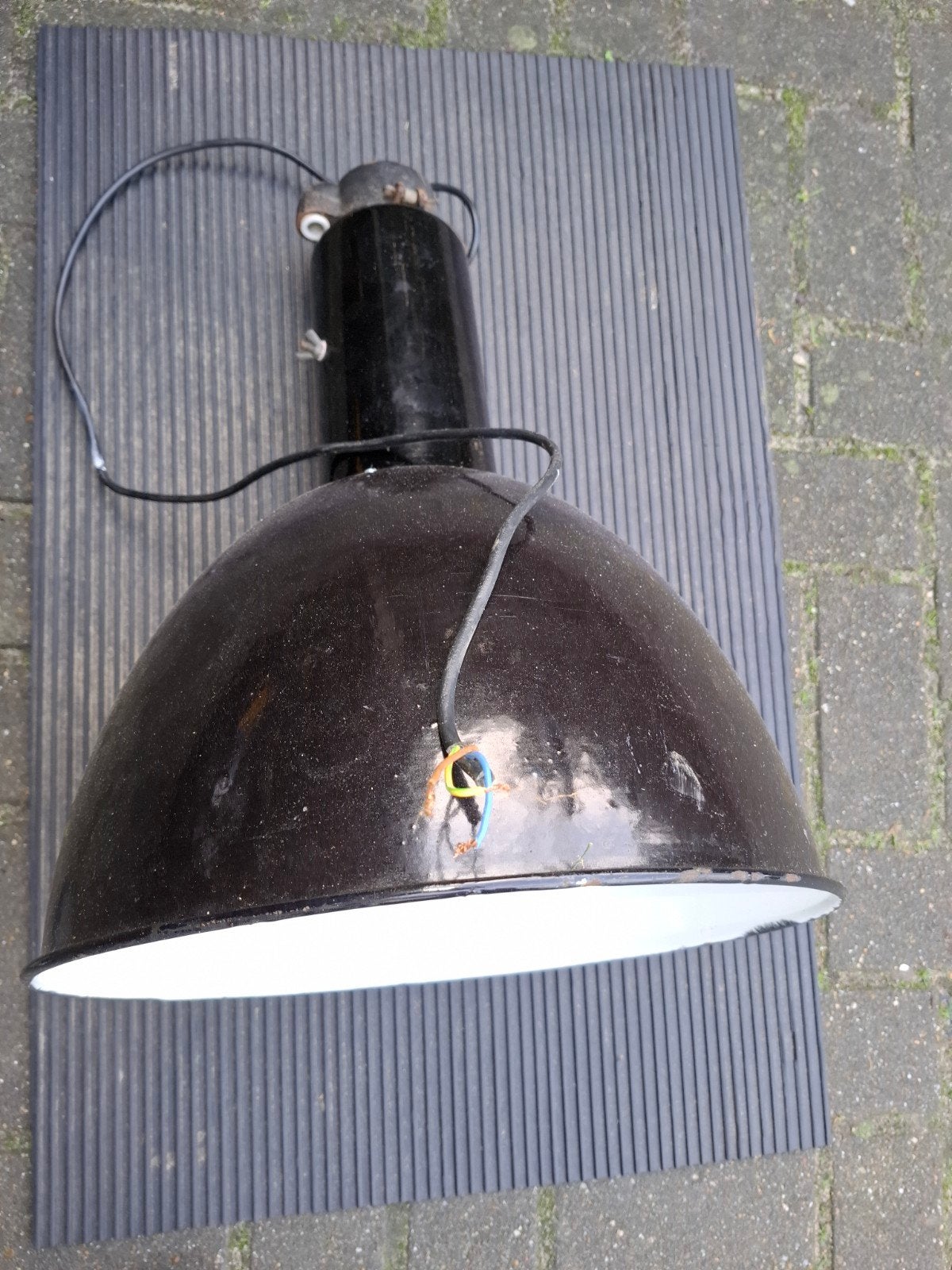Vintage industriële hanglamp, zwart emaille, Ophalen
