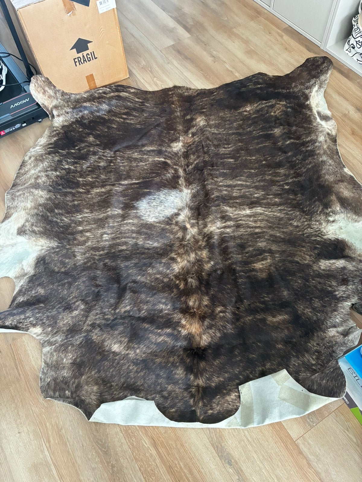 koeienhuid vloerkleed - Brindle patroon, Ophalen, Bruin, 150 tot 200 cm, 200 cm of meer