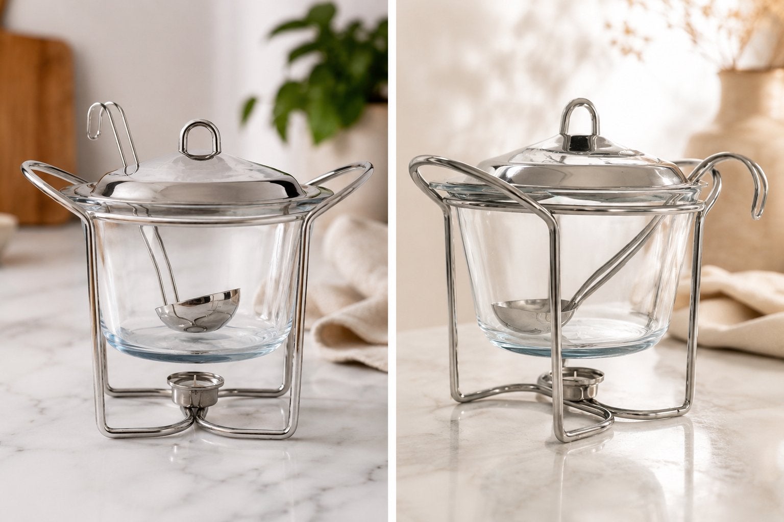Soepterrine van glas met lepel, Ophalen, Glas, Overige stijlen, Glas of Glazen