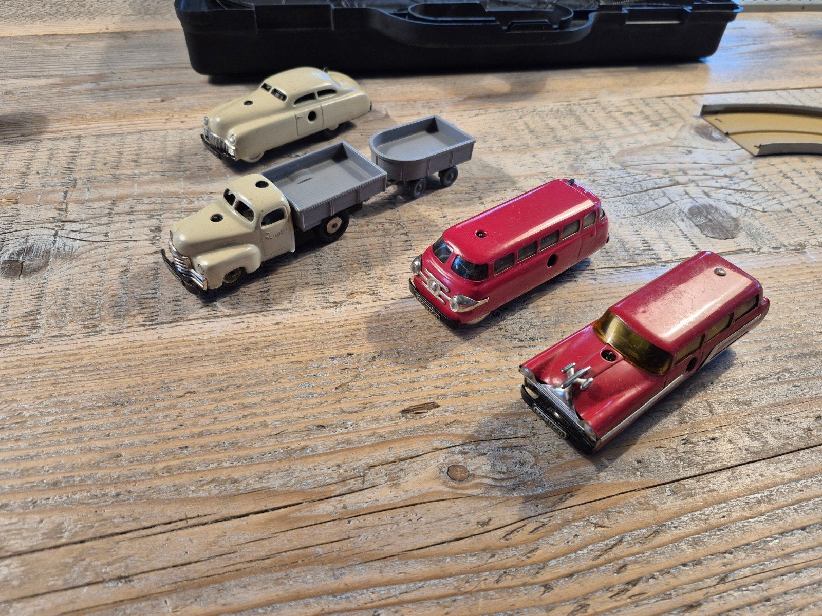 Schuco Varianto set met diverse voertuigen en rails, Overige merken, Gebruikt, 1:50 of kleiner, Overige typen
