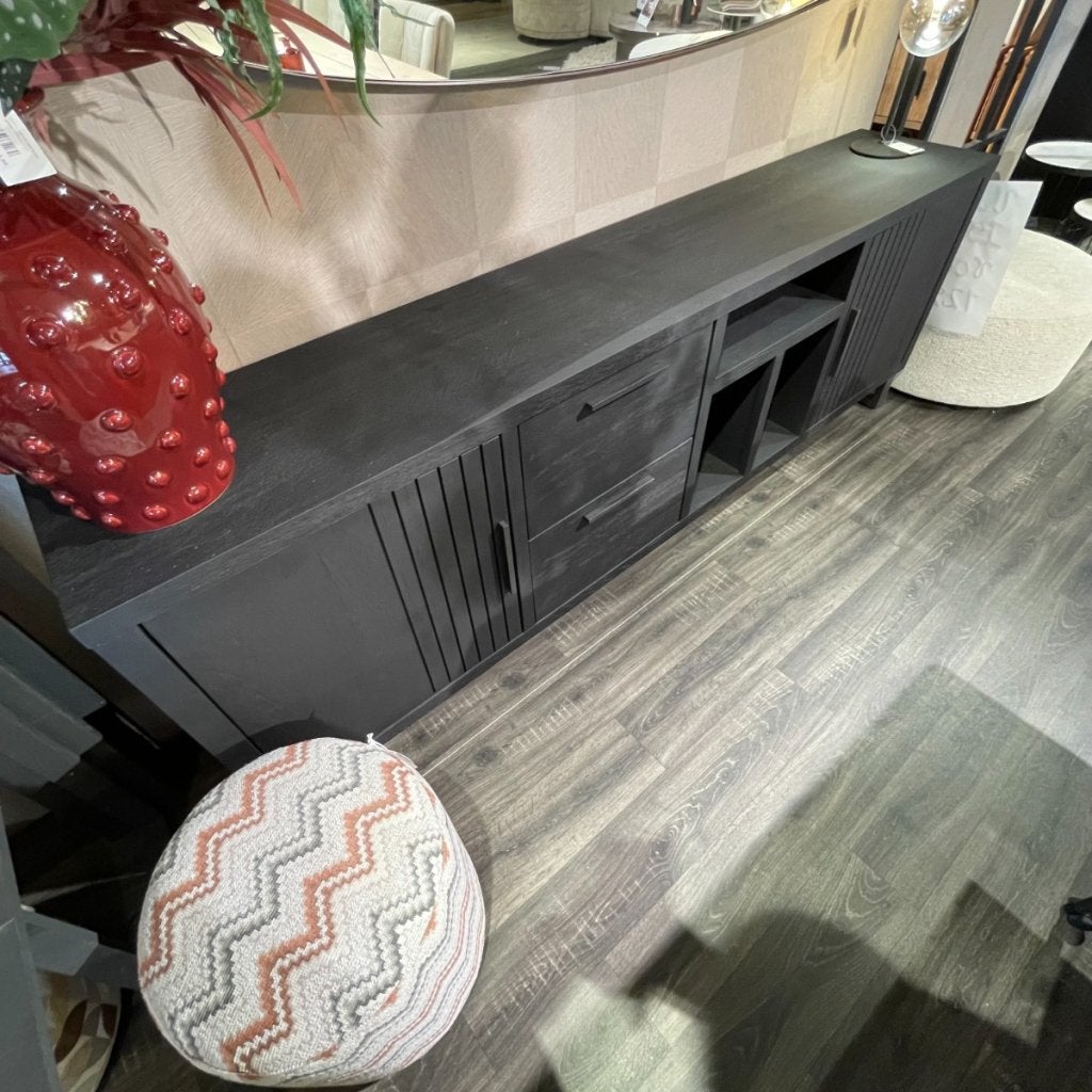 Pavie Dressoir 2 Deur 2 La 3 Open Vak 233cm Castle Black -, Niet ingevuld, Niet ingevuld, Niet ingevuld