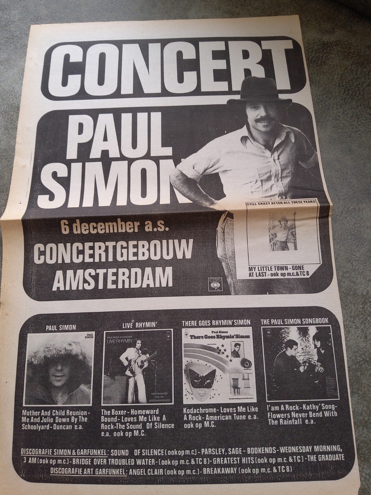 Paul Simon:  Promo concert amsterdam, Ophalen of Verzenden, Zo goed als nieuw, Foto of Kaart