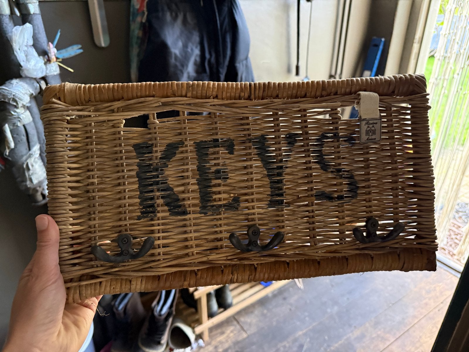 Riviera Maison sleutelrekje / kapstok van rotan, Ophalen of Verzenden, Gebruikt, Overige materialen, Wandhaken