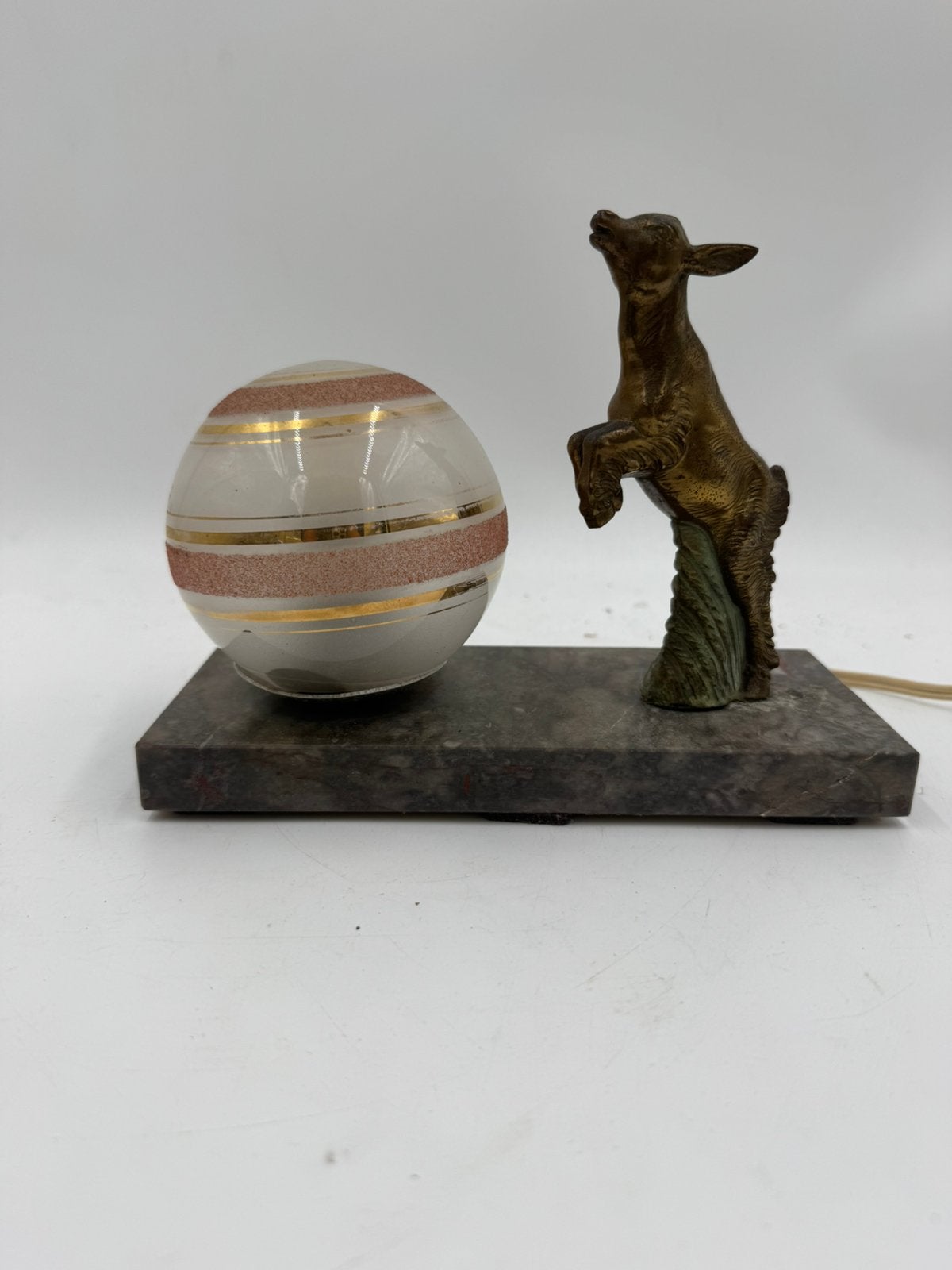 Prachtige Antieke Art Deco Tafellamp met Springend Lammetje, Ophalen of Verzenden