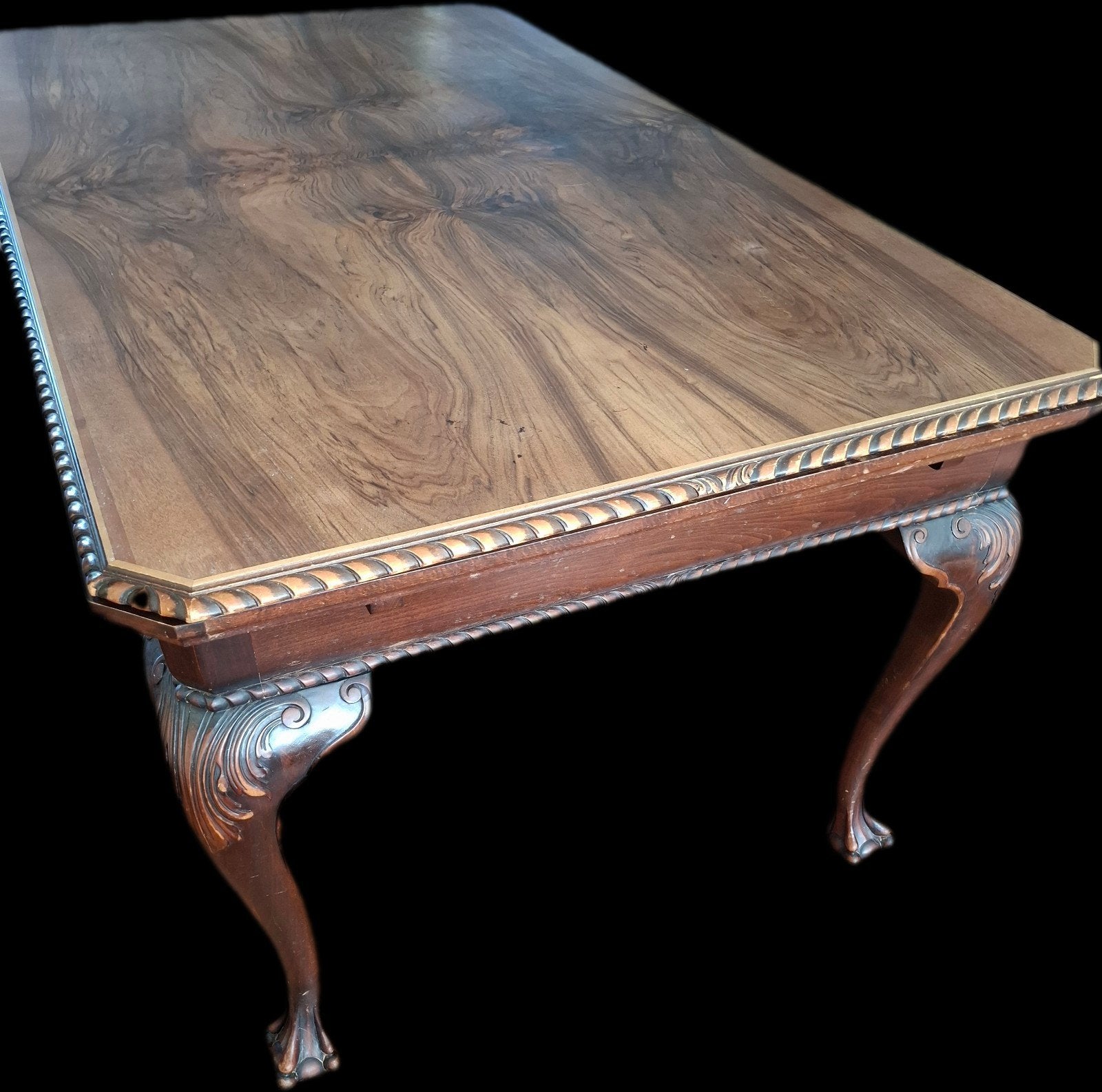 Chippendale Eettafel antiek Wortelnotenhout/Mahoniefineer, Ophalen