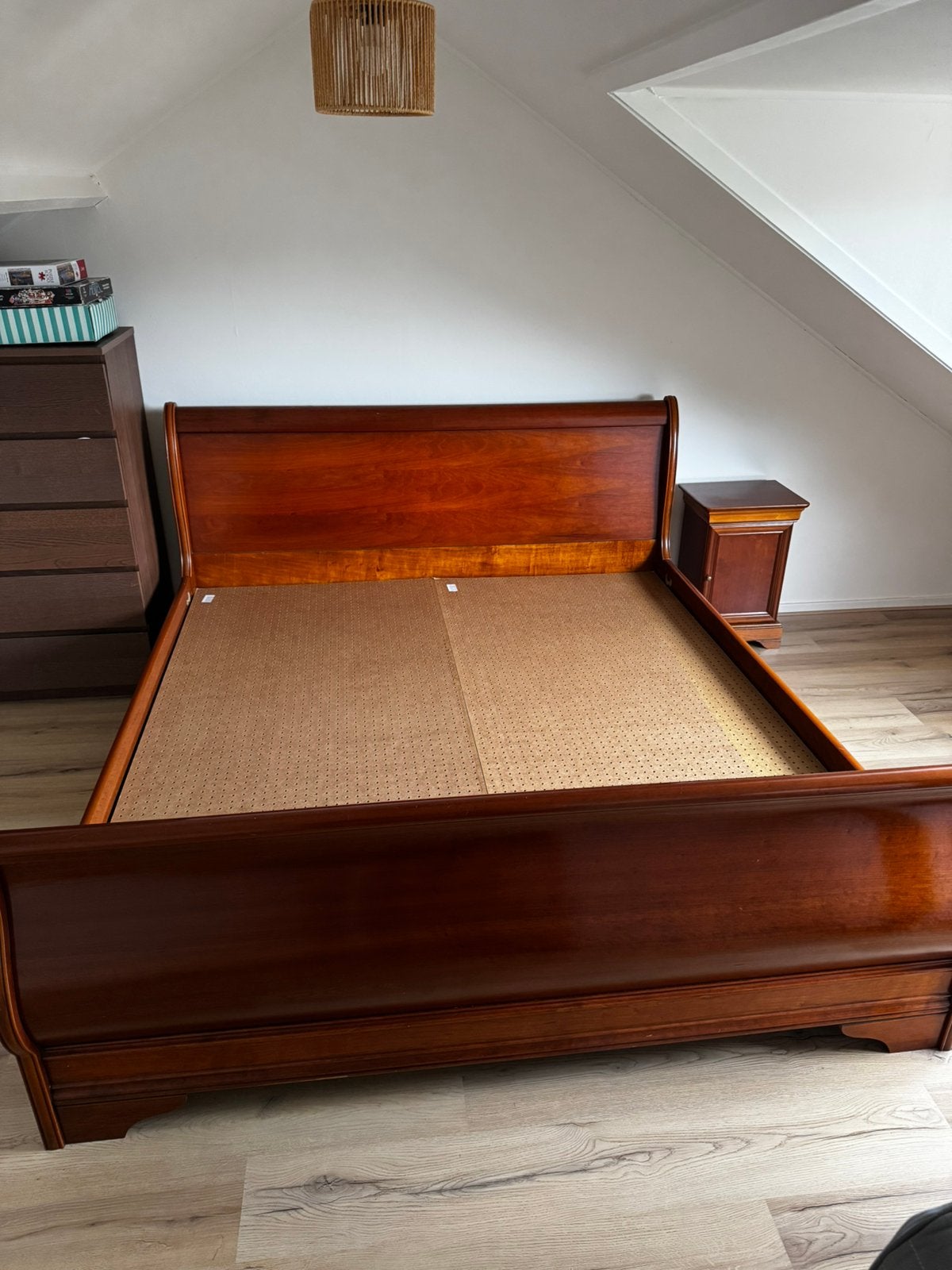 Auping 2 persoonsbed 225x190cm, Ophalen, Gebruikt, Bruin, Tweepersoons