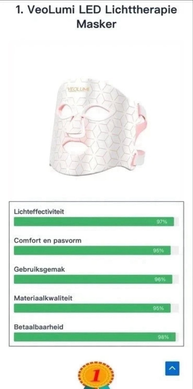 Veolumi LED Lichttherapie Masker - Nieuw in sealing QMS, Sieraden, Tassen en Uiterlijk, Ophalen of Verzenden, Nieuw, Gehele gezicht