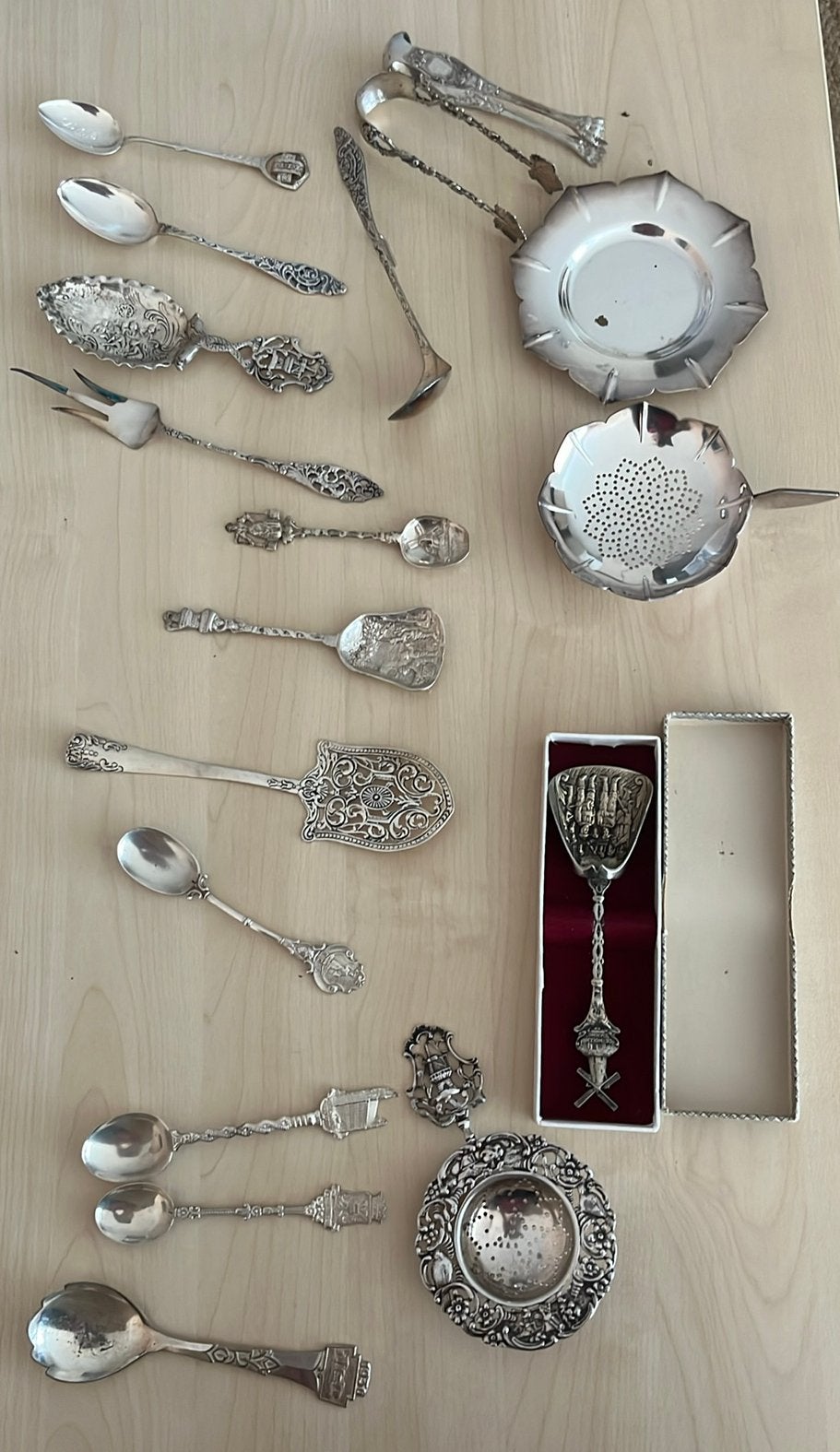 vintage serveerbestek & lepels (18-delig), Antiek en Kunst, Ophalen of Verzenden
