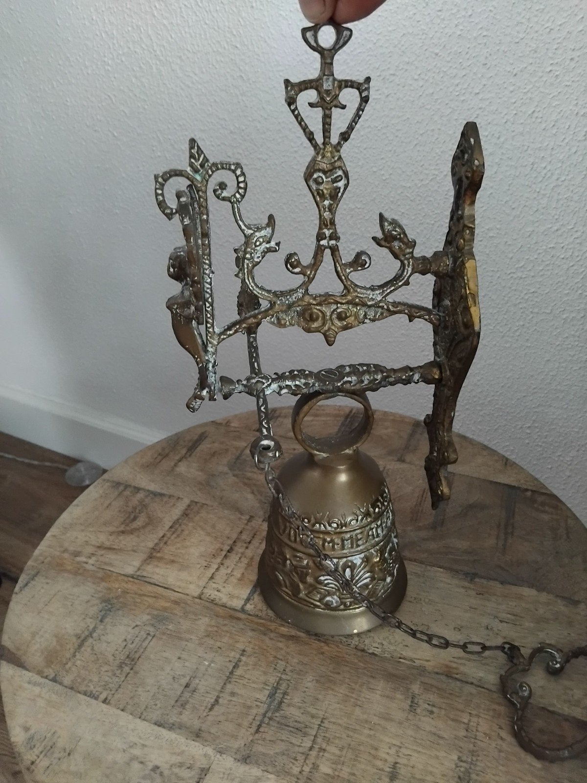 Een mooie koperen deurbel ook bekend als kloosterbel, Antiek en Kunst, Ophalen of Verzenden