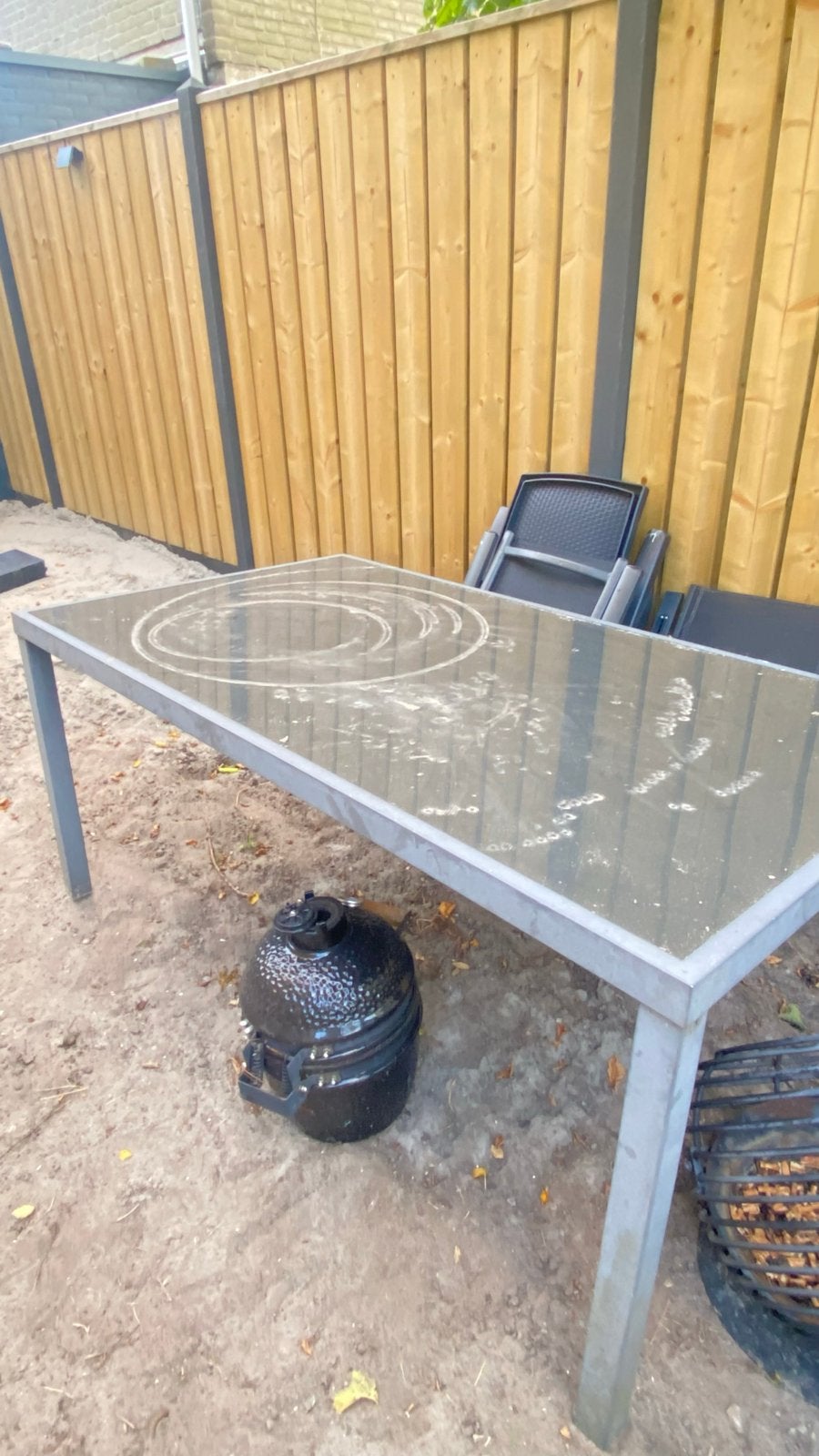 Antraciet/grijze tuintafel - Af te halen, Ophalen, Gebruikt, Rechthoekig, Metaal