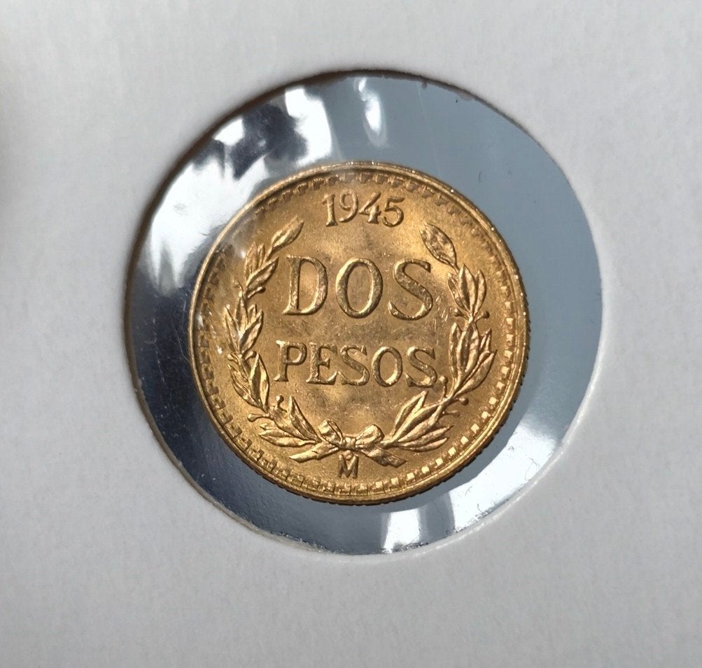 2 pesos 1945 Mexico, Verzenden, Midden-Amerika, Losse munt, Goud