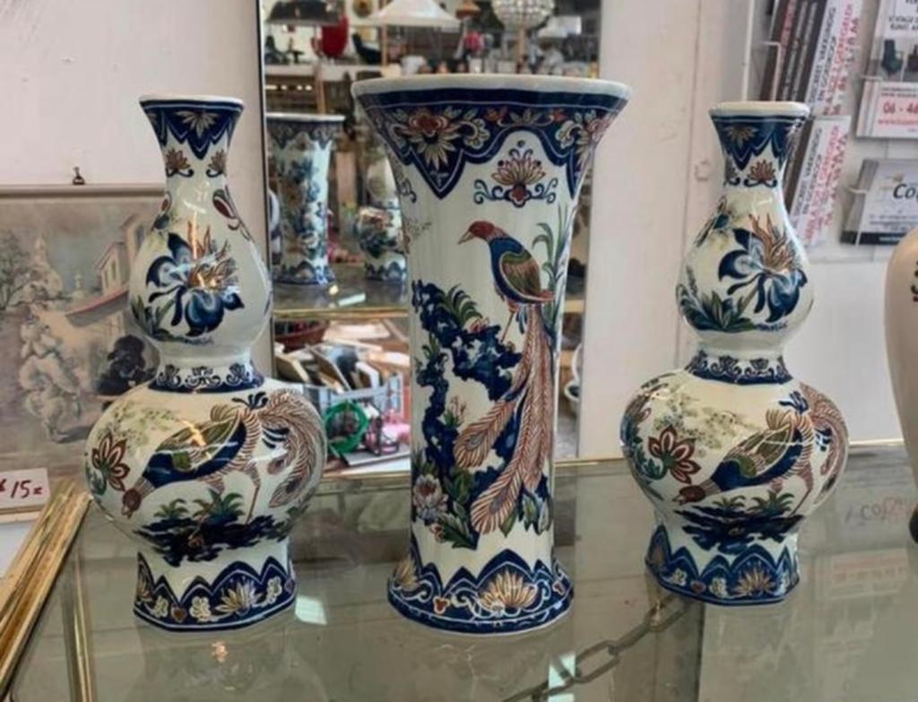 Vaas kaststel Boch Vieux Rhodes plateel vazen mooi decor, Ophalen of Verzenden