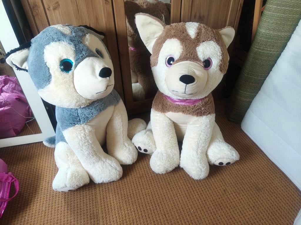 Twee grote husky knuffels, Ophalen of Verzenden, Zo goed als nieuw, Overige typen