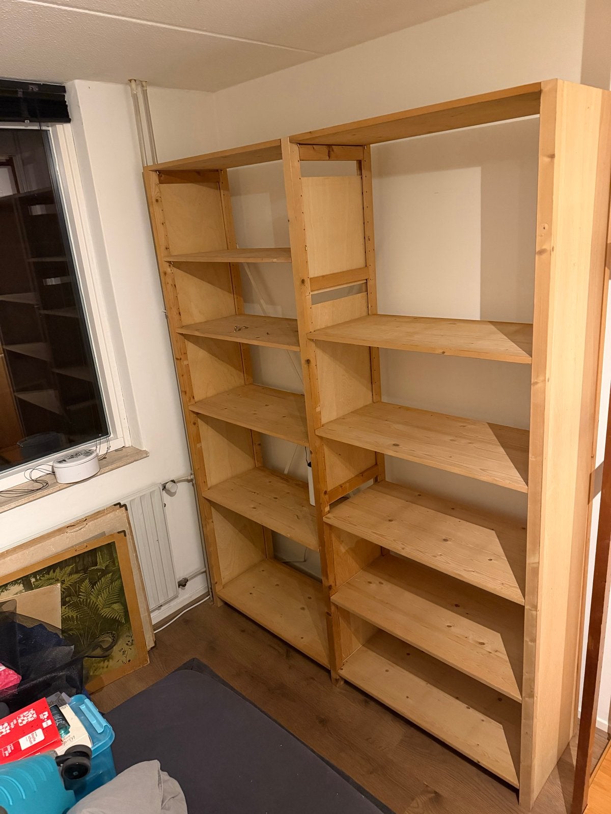 LUNDIA stellingkast - 208x180x40 cm - Ongelakt vuren, Met plank(en), Gebruikt, 200 cm of meer, 150 tot 200 cm