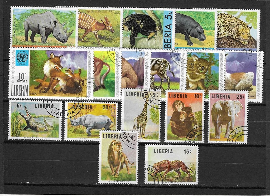 Postzegels series Liberia fauna dieren, Ophalen of Verzenden, Gestempeld, Dier of Natuur