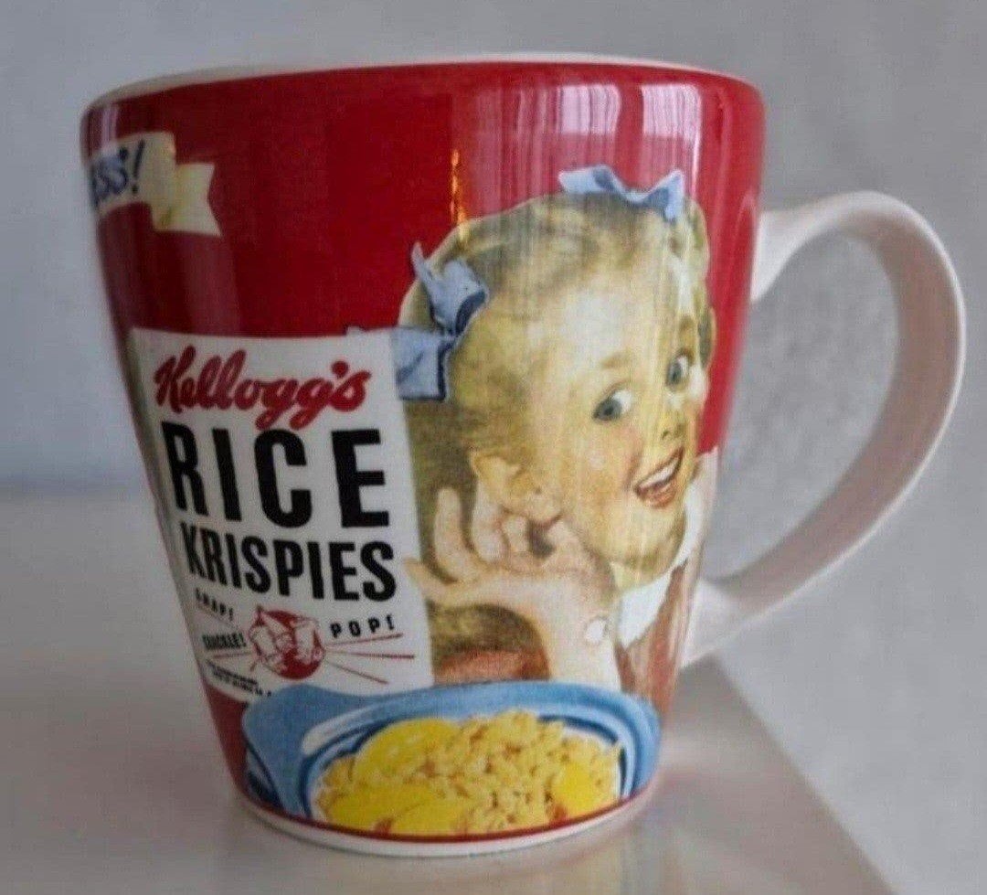 4 Vintage Kellogg's Mokken - Corn Flakes & Rice Krispies, Gebruikt, Overige merken, Keramiek, Vintage