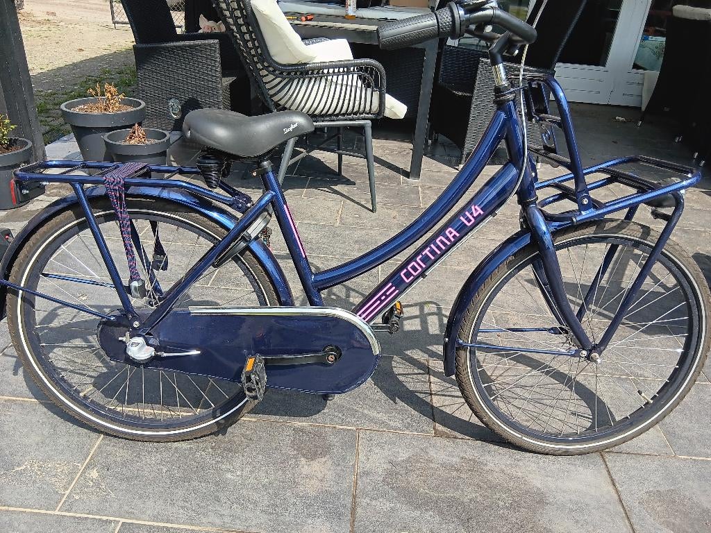 cortina U4 meisjes fiets 24 inch 41 cm blauw, Fietsen en Brommers, Fietsen | Meisjes, Ophalen, Terugtraprem, Cortina U4 transportfiets