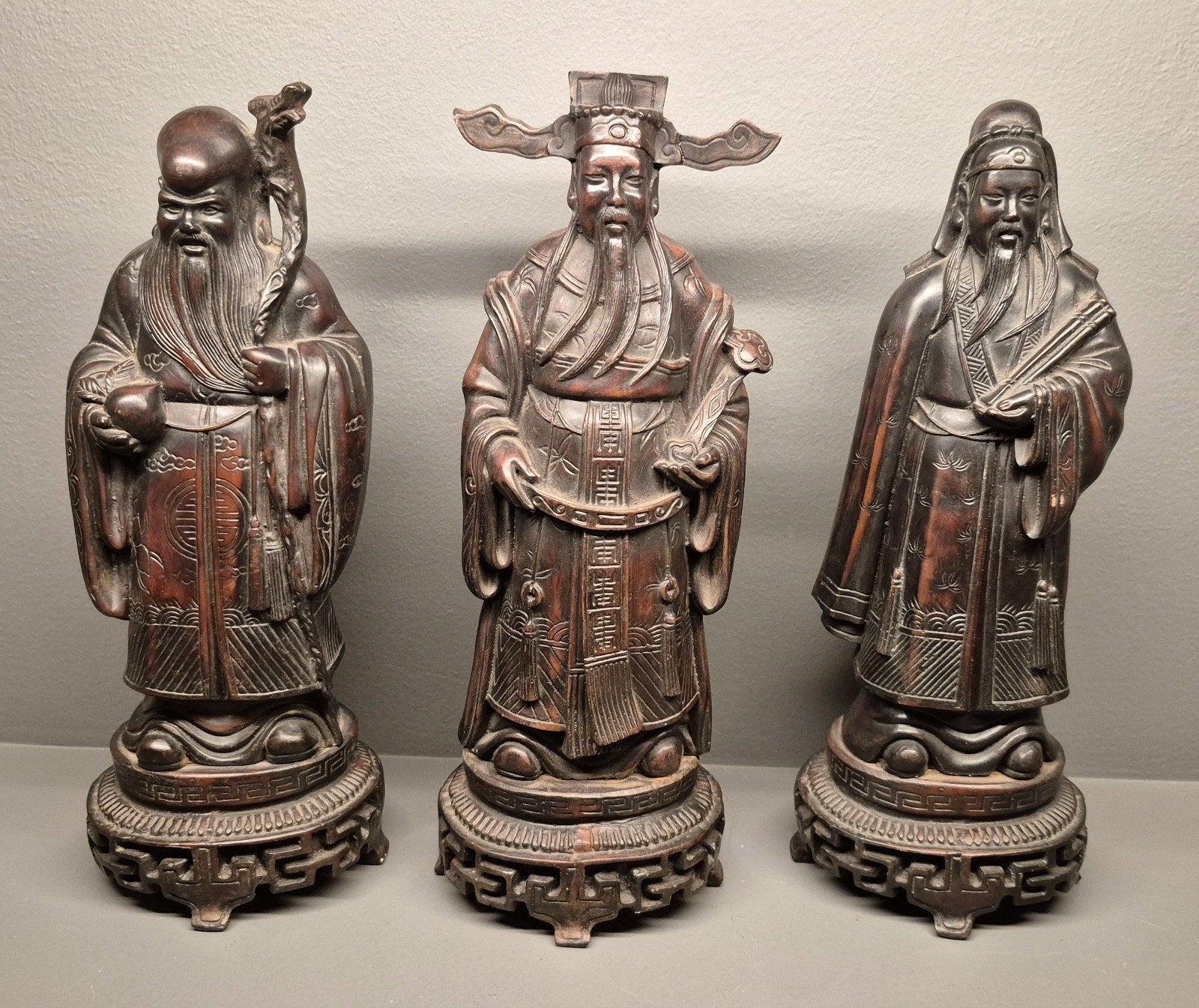 Set van 3 chinese wijzen  27.5 CM, Antiek en Kunst, Kunststof, Ophalen of Verzenden, 20 - 50 cm, Beeld