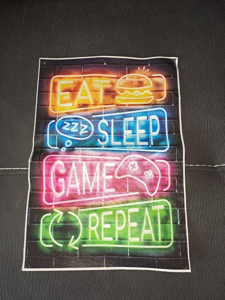 Frameloze canvas doek Eat, Sleep, game, repeat, Minder dan 50 cm, Ophalen of Verzenden, Zo goed als nieuw, Foto of Poster