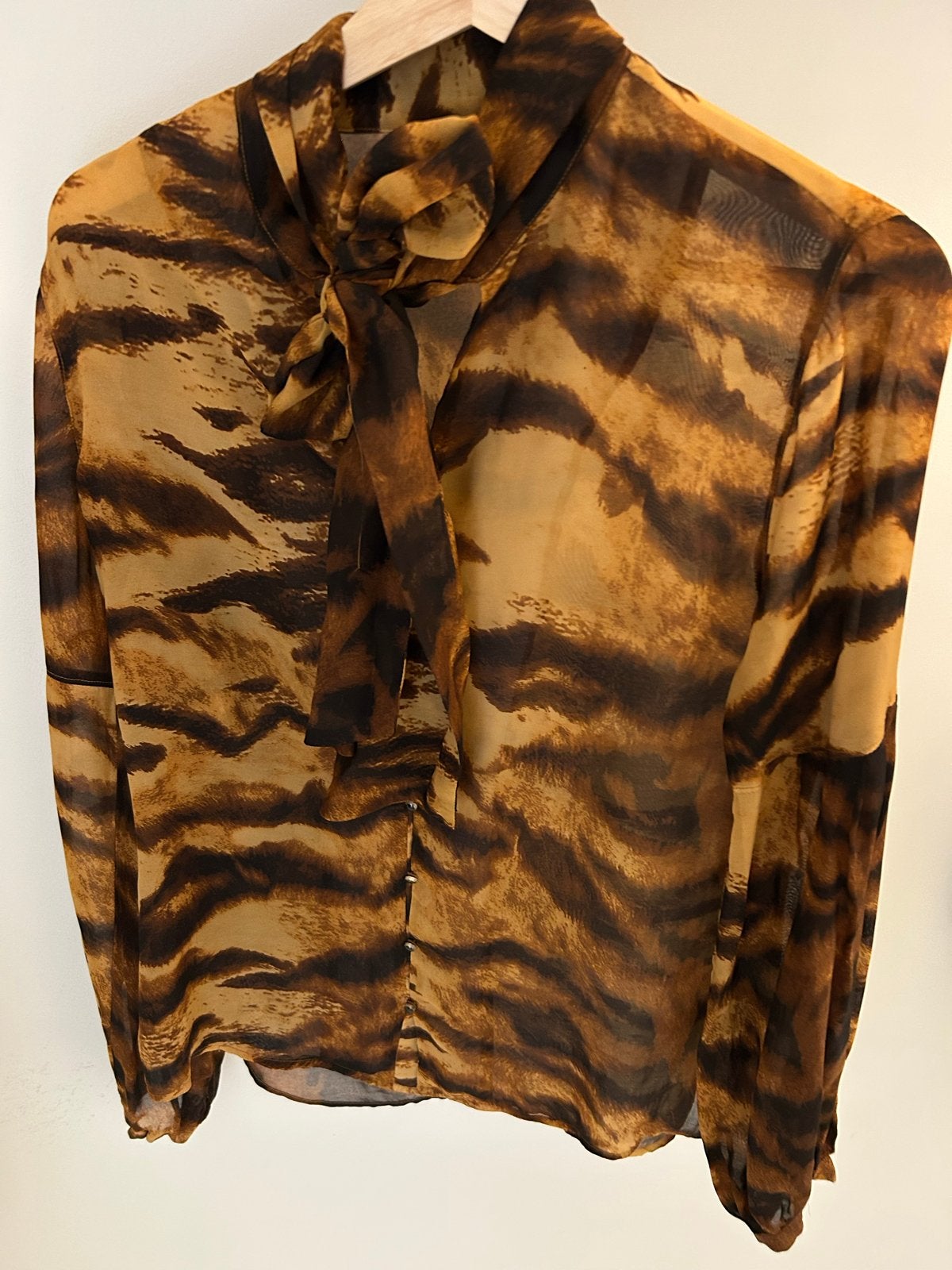 Eksept Blouse met Tijgerprint en Strikdetail - Maat M, Ophalen of Verzenden, Zo goed als nieuw, Maat 38/40 (M), Bruin