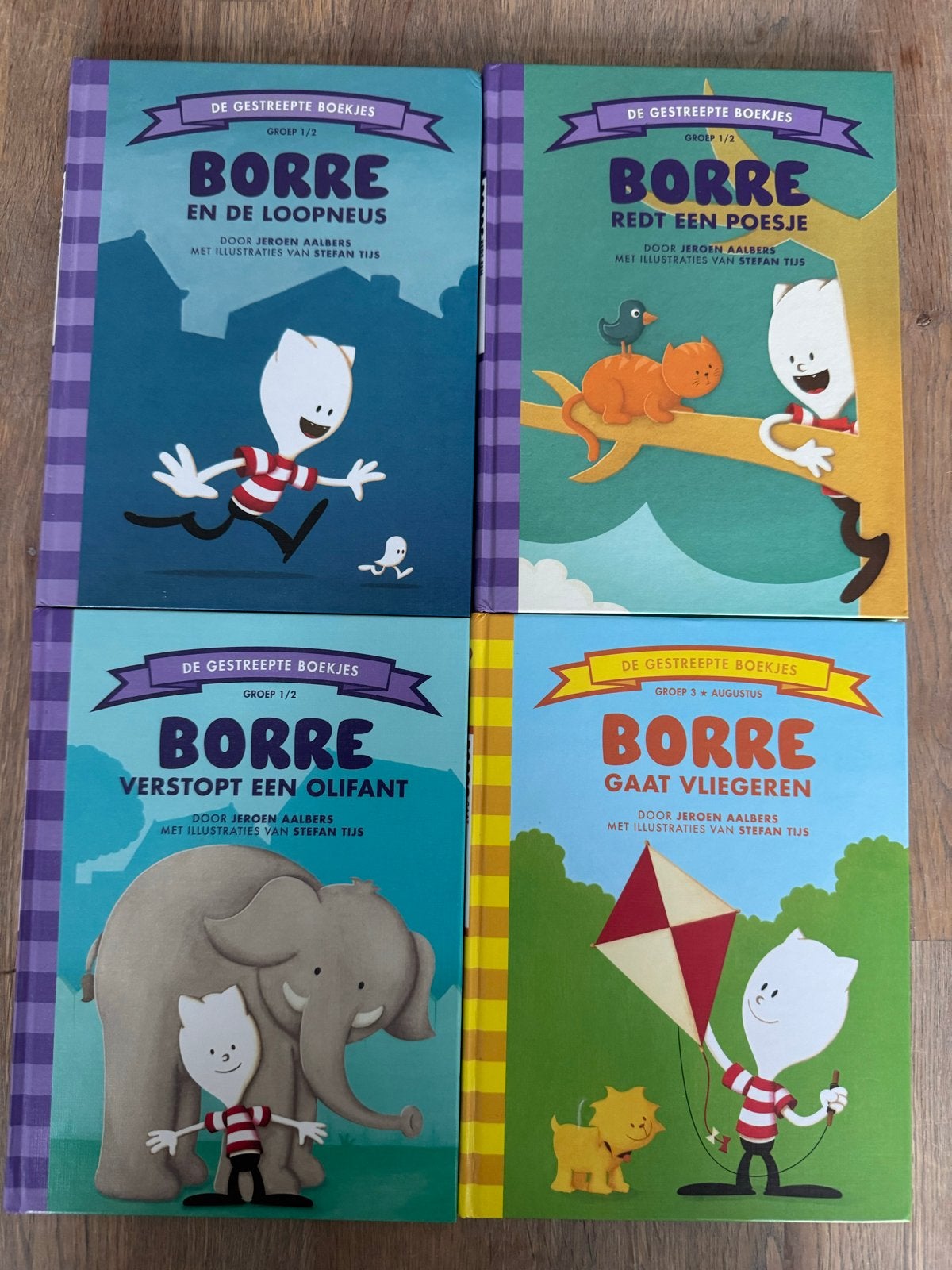 Borre boeken - De gestreepte boekjes (4 stuks), Fictie algemeen, Ophalen of Verzenden, Zo goed als nieuw, Jeroen Aalbers