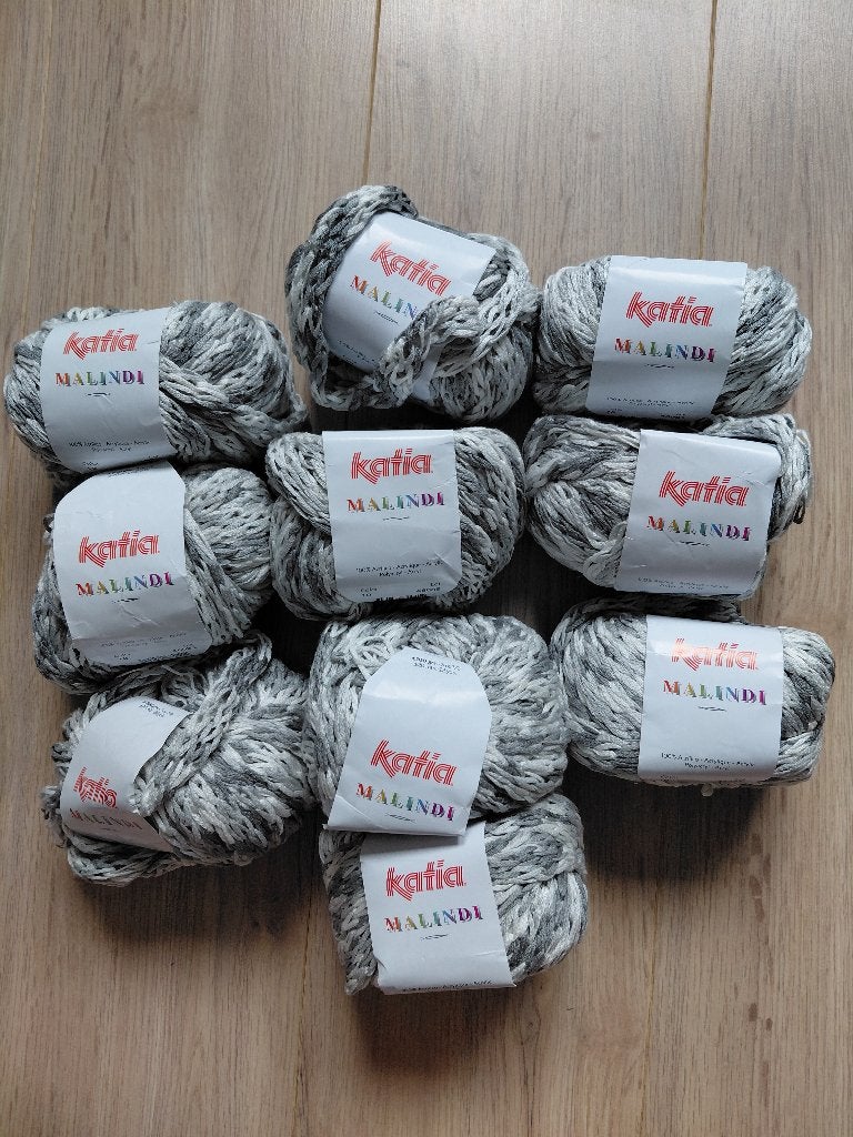 Katia Malindi wit-grijs melee breigaren / haakgaren, Ophalen of Verzenden, Nieuw, Breien of Haken, Wol of Garen