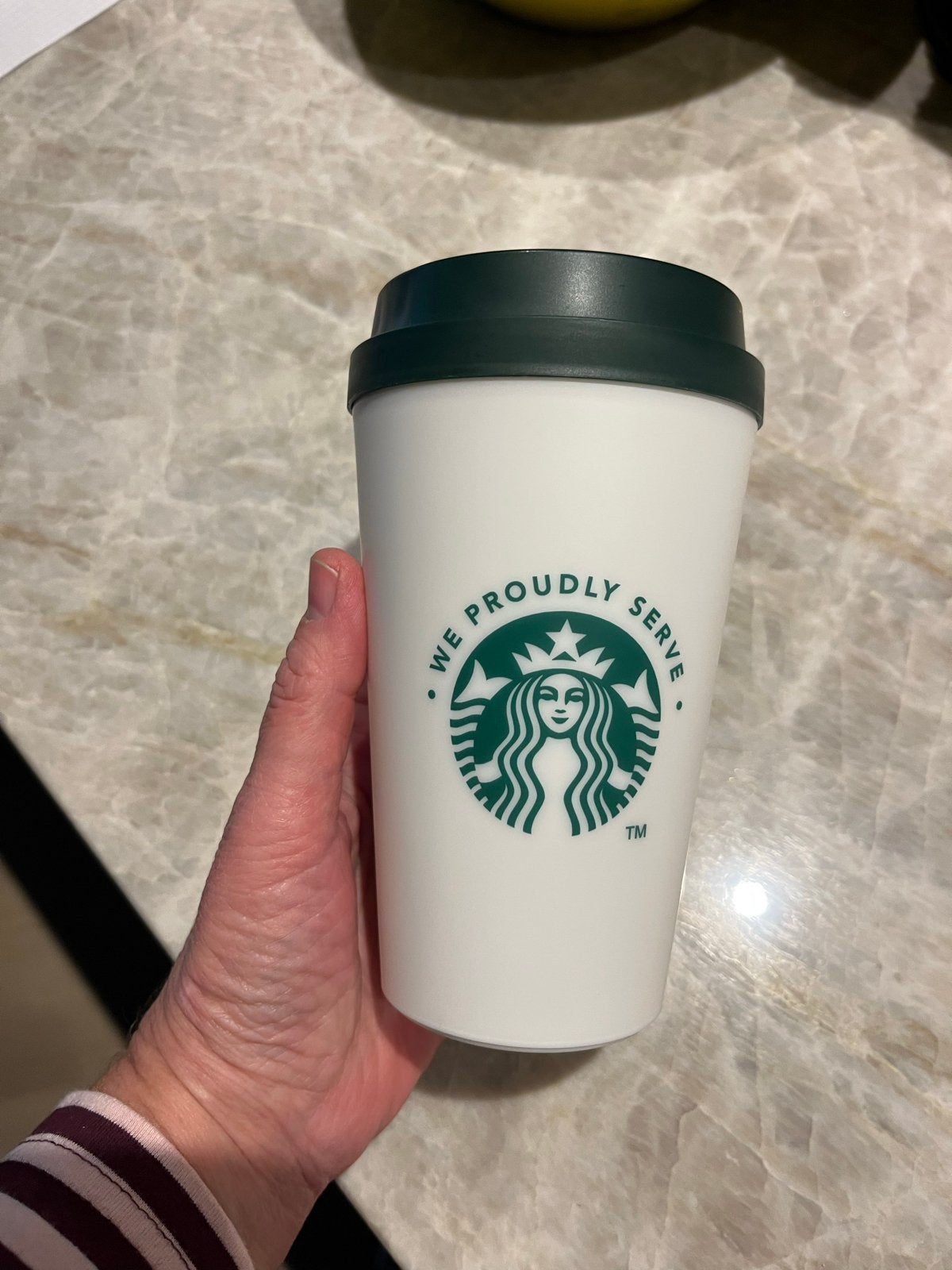 Starbucks Herbruikbare Koffiebeker - Wit met Groen Logo, Overige typen, Kunststof, Nieuw, Ophalen of Verzenden