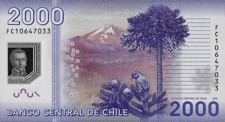 Foto 2 van Chili bankbiljet 2000 Pesos Manuel Rodrigues 2021, Pick 162g
