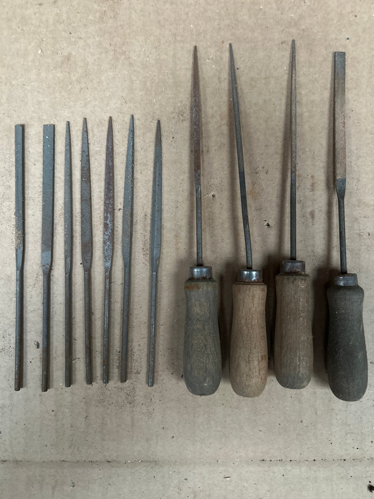 Set van diverse kleine vijlen en raspen, Ophalen of Verzenden, Gebruikt, Vijl/Rasp