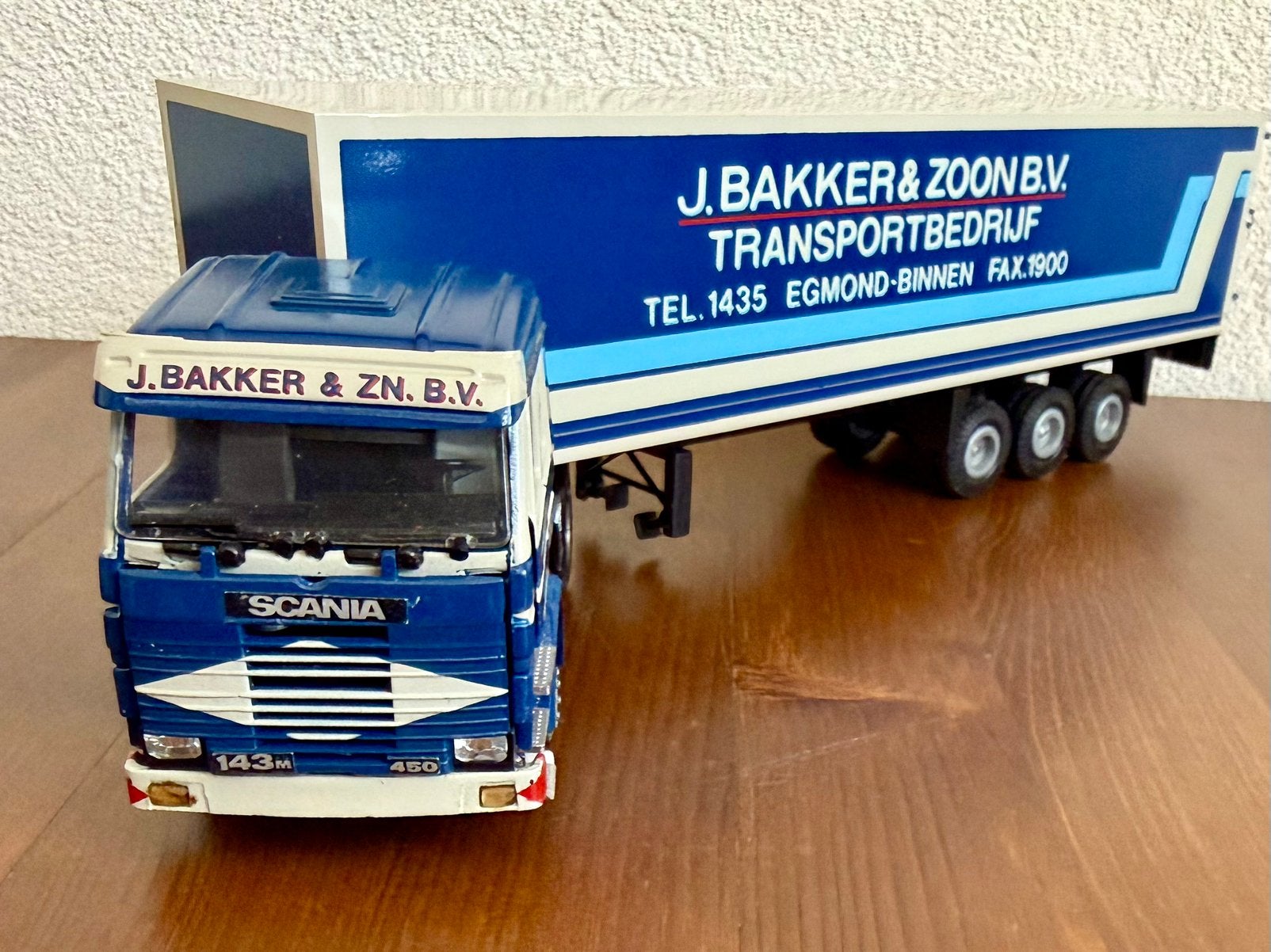 Tekno J.Bakker & zoon Transportbedrijf BV, Scania 143M, 450, Hobby en Vrije tijd, Modelauto's | 1:50, Ophalen of Verzenden, Zo goed als nieuw