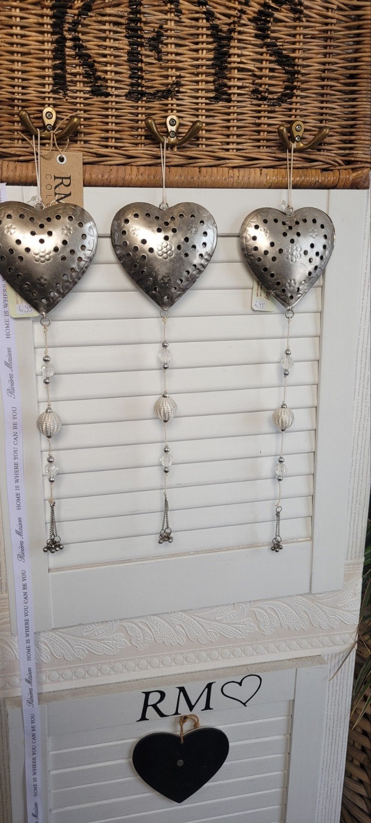 Sfeervolle brocante Clayre &Eef hartjes hangers, Huis en Inrichting, Woonaccessoires | Overige, Nieuw, Ophalen of Verzenden, Landelijk