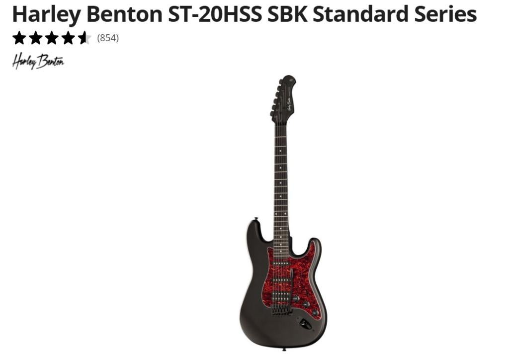 Guitar Harley Benton ST-20HSS SBK Standard Series, Ophalen, Zo goed als nieuw, Solid body, Overige merken