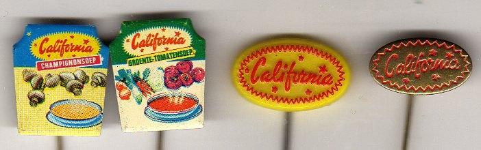 4 speldjes CALIFORNIA SOEP HARDERWIJK (A8), Verzamelen, Ophalen of Verzenden, Gebruikt, Overige onderwerpen