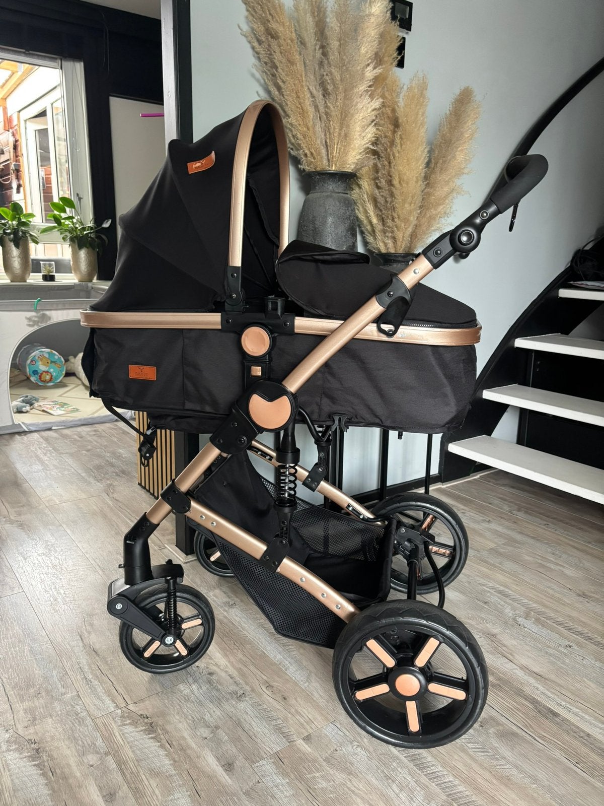Zwarte kinderwagen/buggy Twinky All-in-1 Kinderwagen Set, Ophalen, Zo goed als nieuw, Overige merken, Met reiswieg