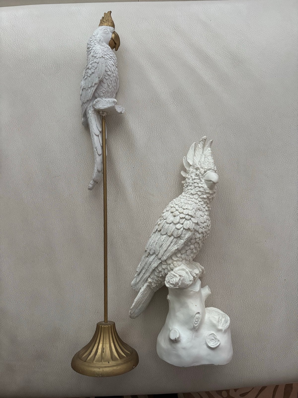 Decoratieve kaketoe en papegaai van polyresin, Ophalen, Zo goed als nieuw, Wit, Overige materialen