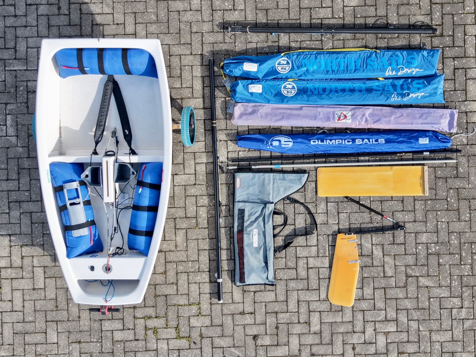 NED 3113 - McLaughlin wedstrijdoptimist, Watersport en Boten, Gebruikt, Polyester, Optimist, McLaughlin
