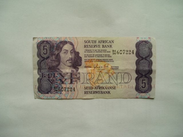 1926. Zuid Afrika, 5 rand (1978-1994) Vermuyden., Postzegels en Munten, Verzenden, Zuid-Afrika, Los biljet