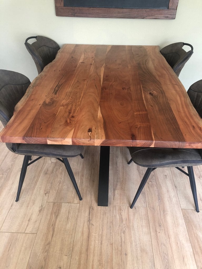 Boomstam eettafel, 50 tot 100 cm, Zo goed als nieuw, 150 tot 200 cm, Rechthoekig