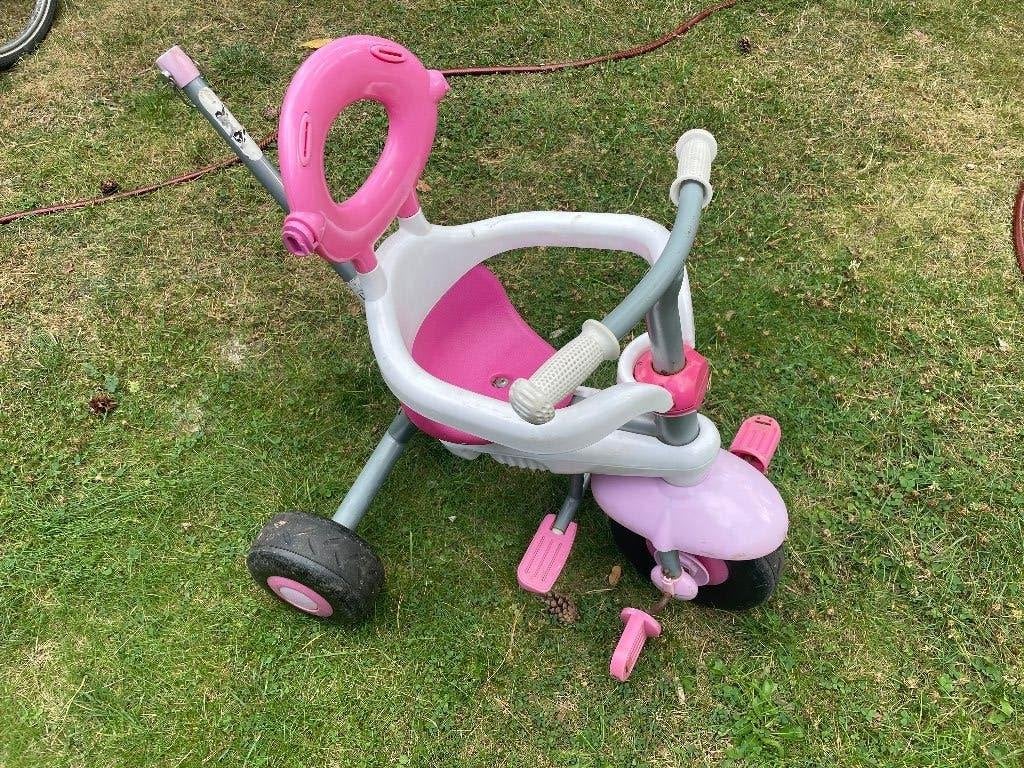 Roze/witte kinderdriewieler, Fietsen en Brommers, Fietsen | Kinderfietsjes, Ophalen, Gebruikt, Minder dan 16 inch