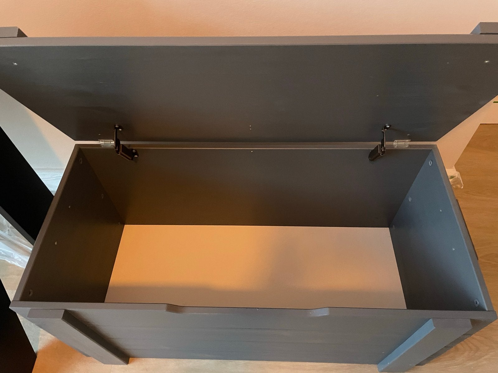 Gratis!!! Grijze houten opbergkist met deksel, Ophalen, 50 – 75, Gebruikt, 100 tot 150 cm