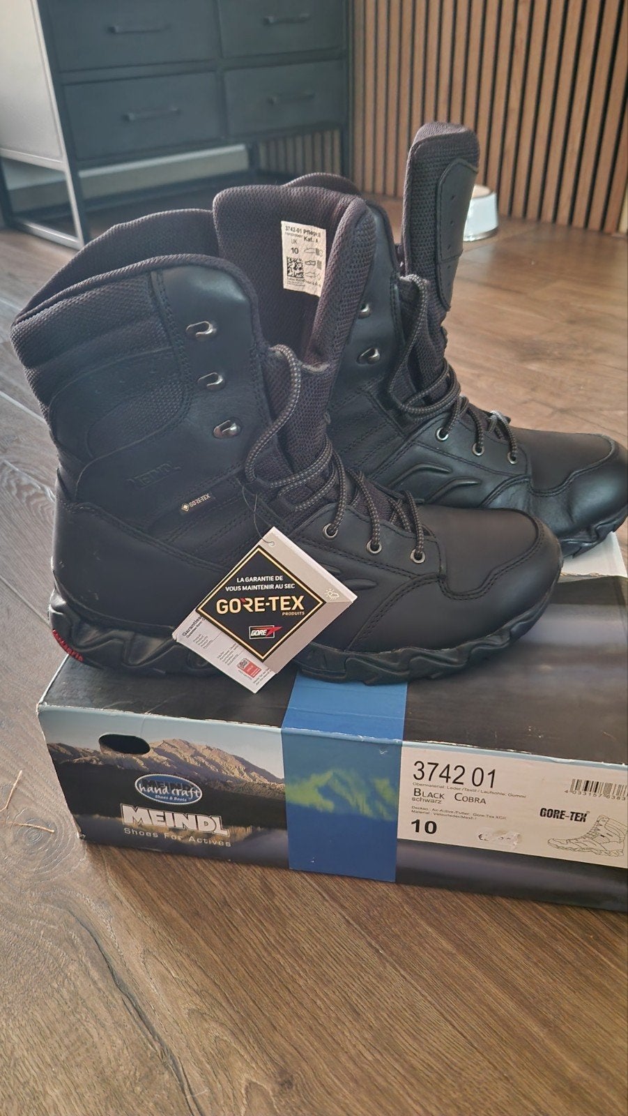 Nieuwe Meindl Black Cobra GTX wandelschoenen - Maat 10, Ophalen of Verzenden, Nieuw, Schoenen